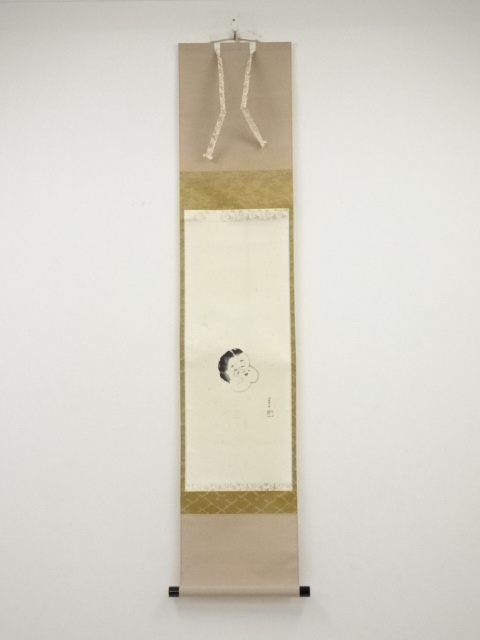 JAPANESE HANGING SCROLL / HAND PAINTED / OTAFUKU